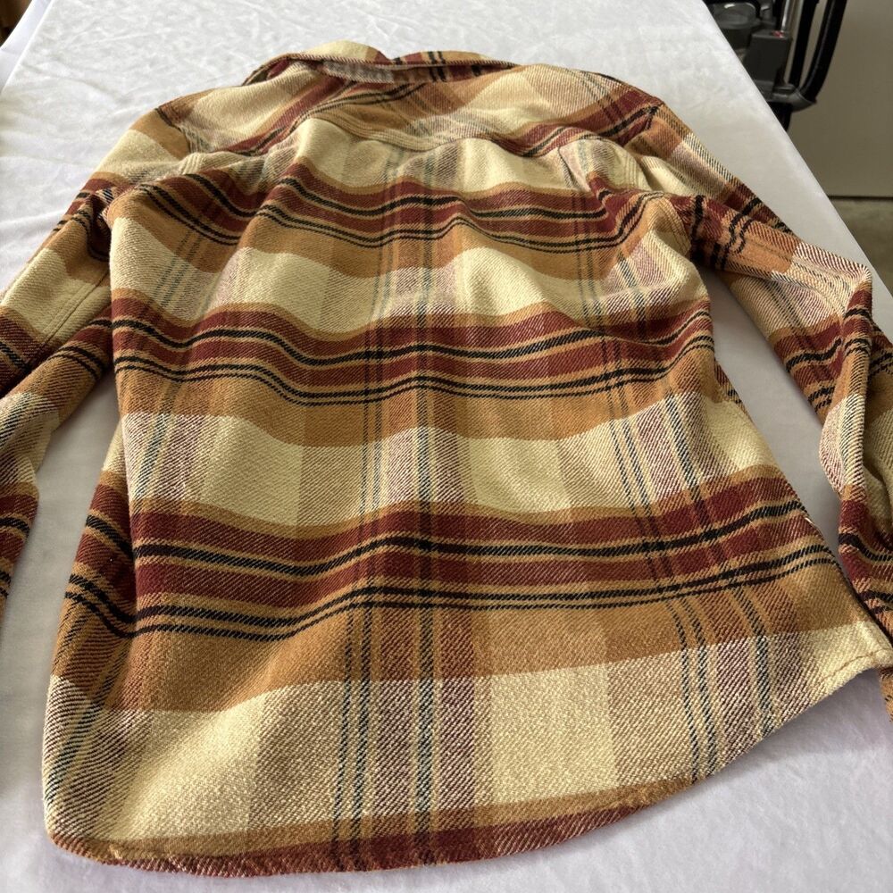 Brixton Bowery Plaid Flannel Shirt Mens Small Brown Rust Gold Long Sleeve - Picture 13 of 13